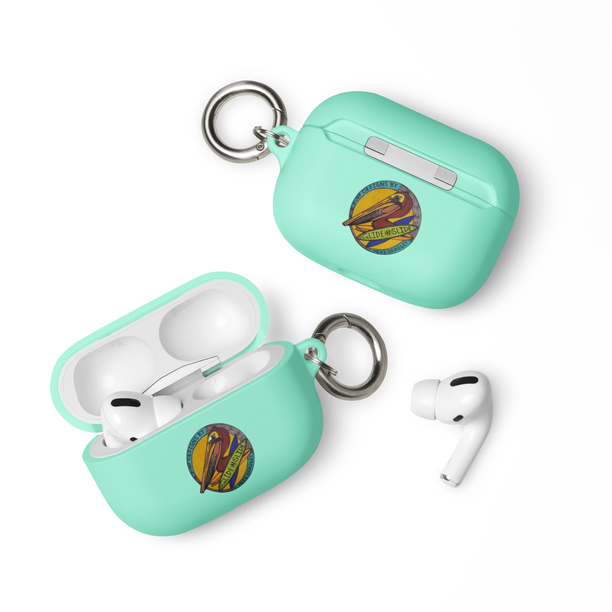 Glide -N- Slide, -MINT-airpods-pro-front- closed and open