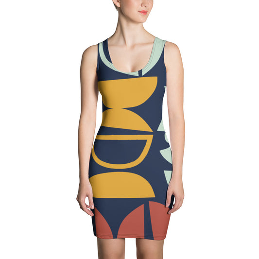 Sublimation Cut & Sew, Abstract half circle dress