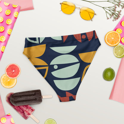 Recycled high-waisted abstract bikini bottom