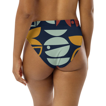 Recycled high-waisted abstract bikini bottom