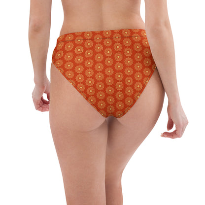 Sun Burst Floral Print Recycled high-waisted bikini bottom