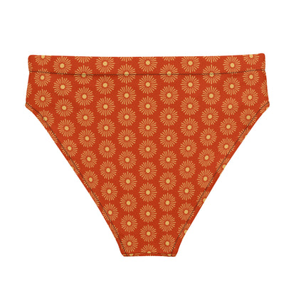 Sun Burst Floral Print Recycled high-waisted bikini bottom