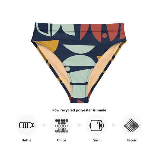 Recycled high-waisted abstract bikini bottom