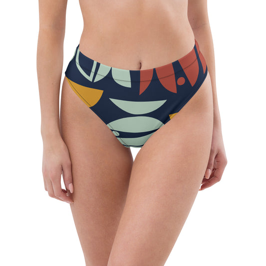 Abstract High Waisted Bikini Bottom