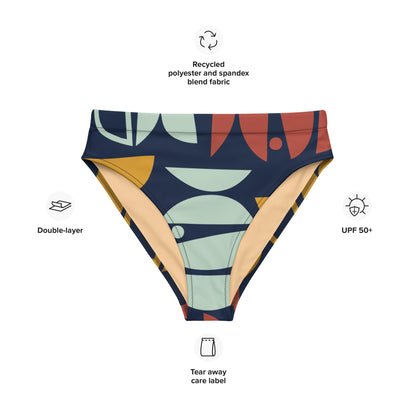 Recycled high-waisted abstract bikini bottom