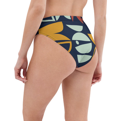 Recycled high-waisted abstract bikini bottom
