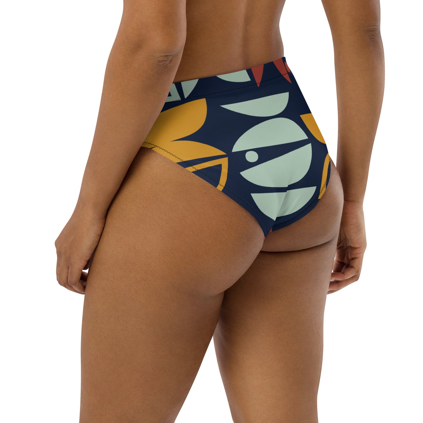 Recycled high-waisted abstract bikini bottom