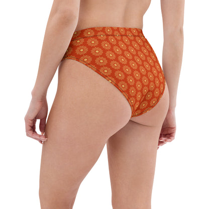 Sun Burst Floral Print Recycled high-waisted bikini bottom