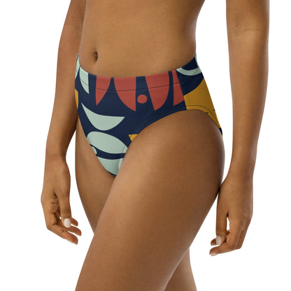 Recycled high-waisted abstract bikini bottom