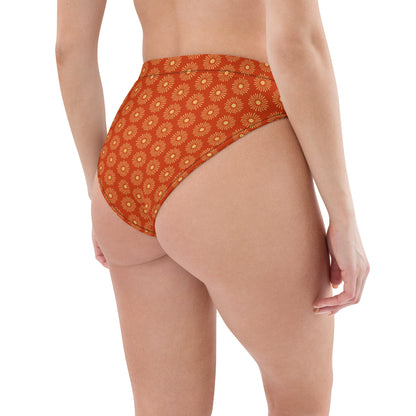 Sun Burst Floral Print Recycled high-waisted bikini bottom
