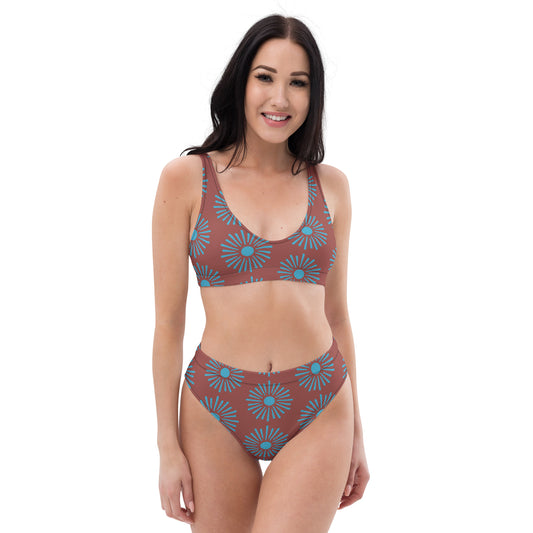 Blooming Pattern, High Waisted Bikini, front view