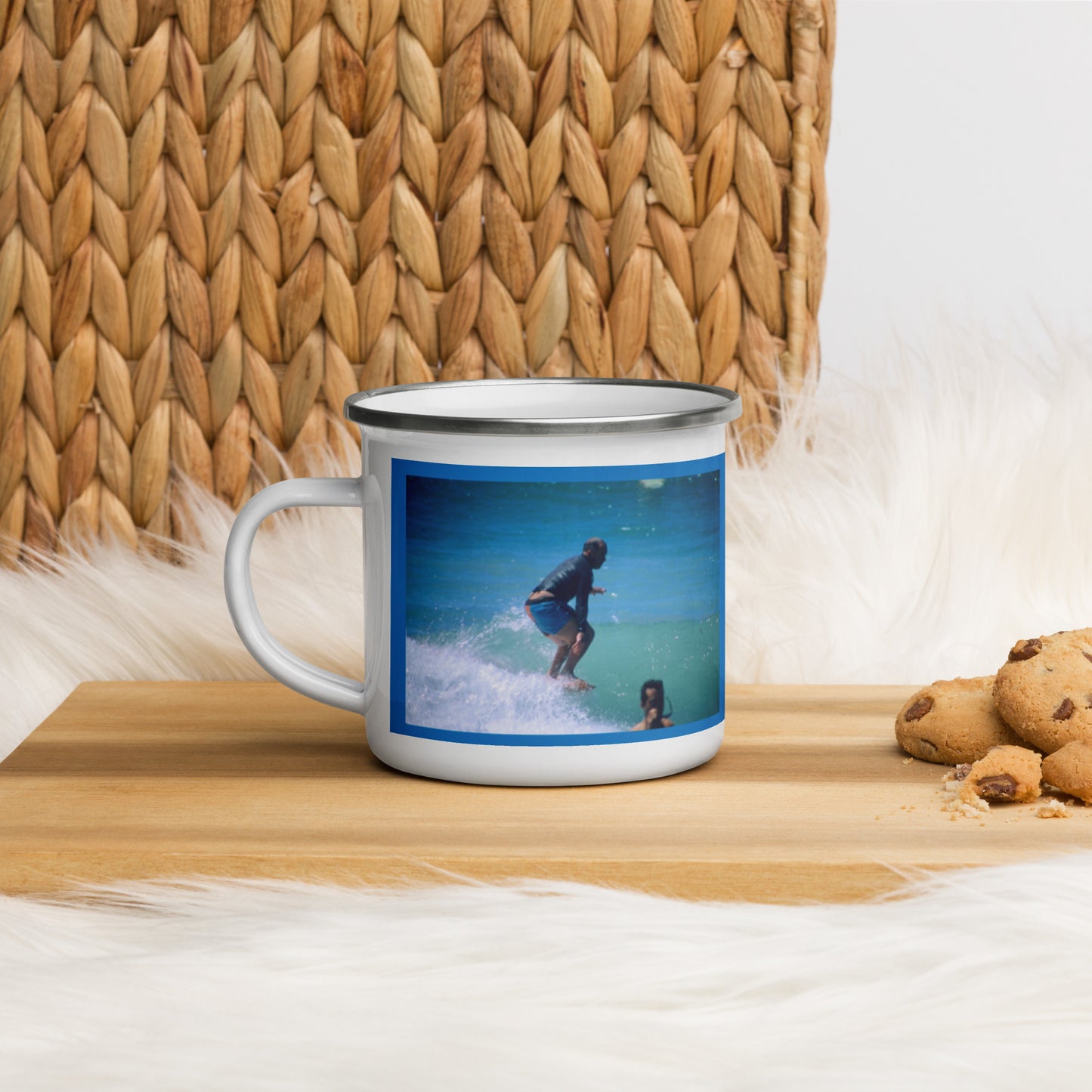 Herb Bradley Hanging Ten, Enamel beverage mug, right side view