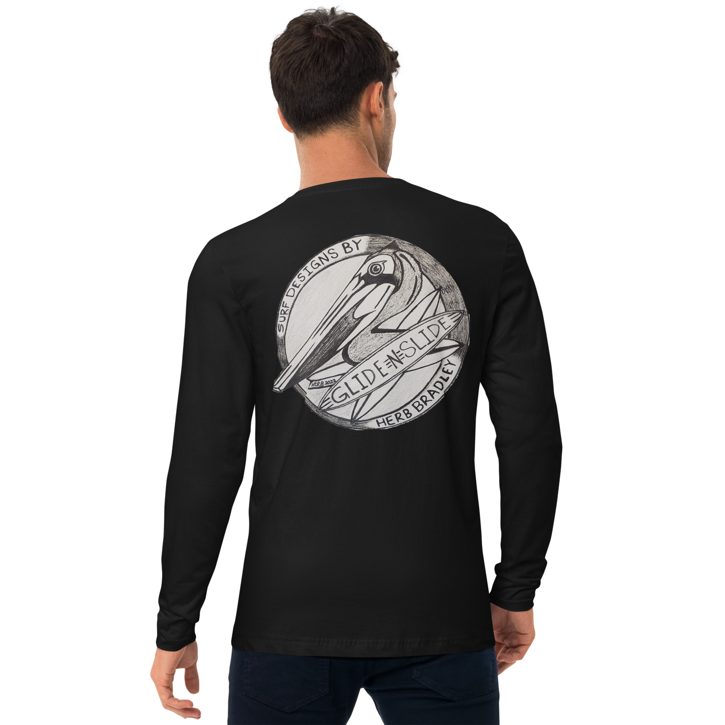 Black, Glide -N- Slide , Men's Long Sleeve back t-shirt back view