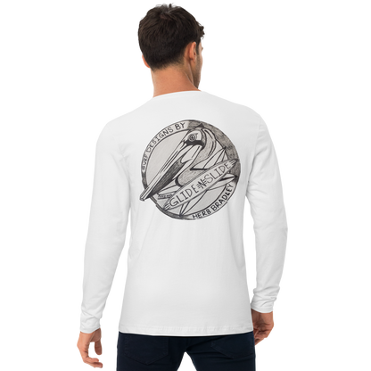White, Glide -N- Slide, Men's  Long Sleeve back t-shirt back view