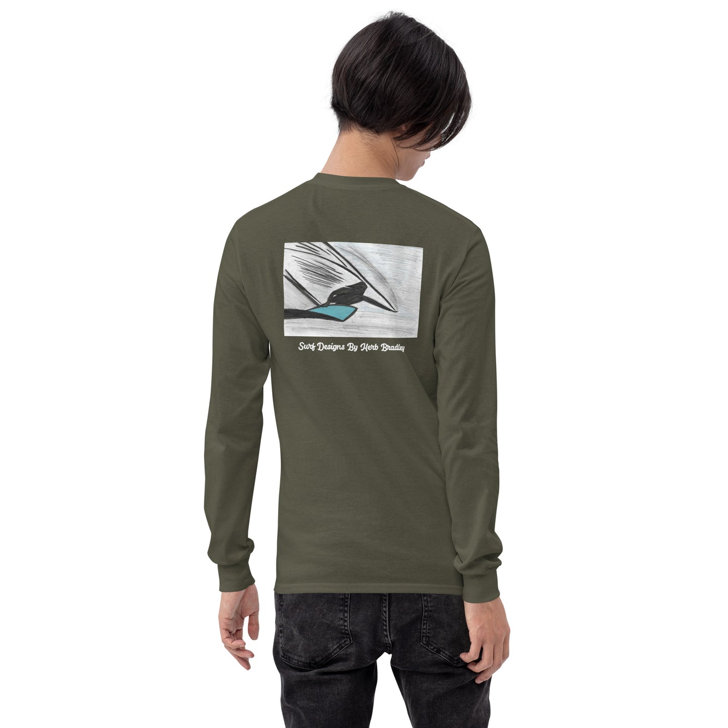 Men’s Long Sleeve, Hand Drawn, kneeboarder