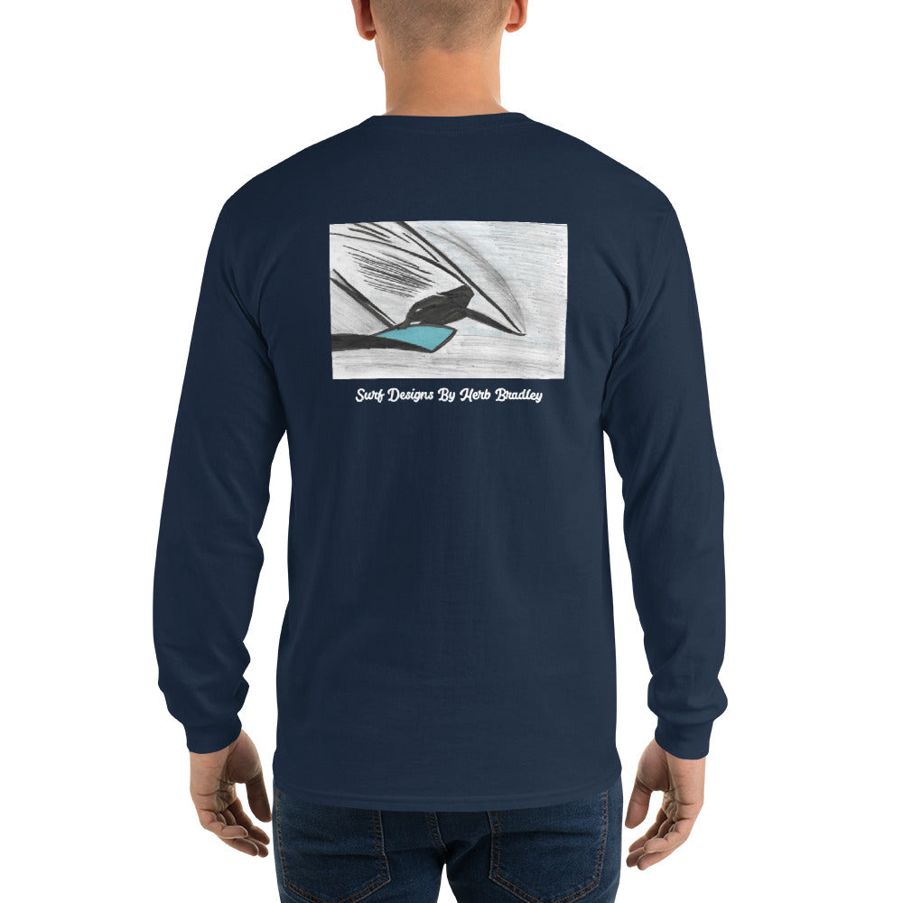 Men’s Long Sleeve, Hand Drawn, kneeboarder