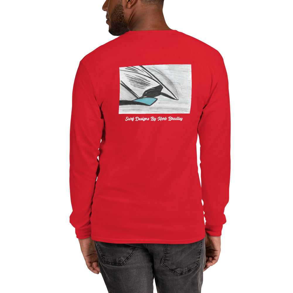 Men’s Long Sleeve, Hand Drawn, kneeboarder