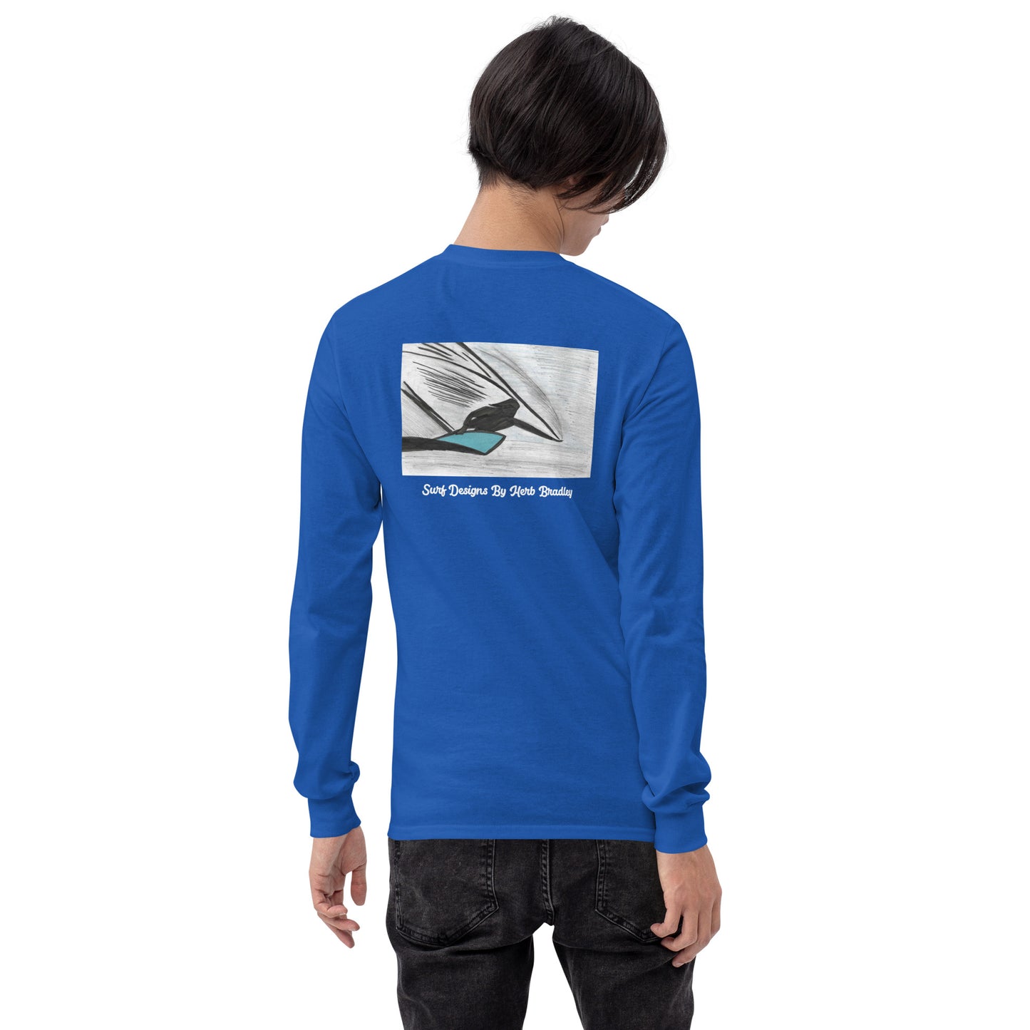 Men’s Long Sleeve, Hand Drawn, kneeboarder