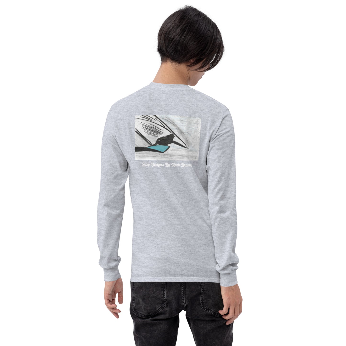 Men’s Long Sleeve, Hand Drawn, kneeboarder