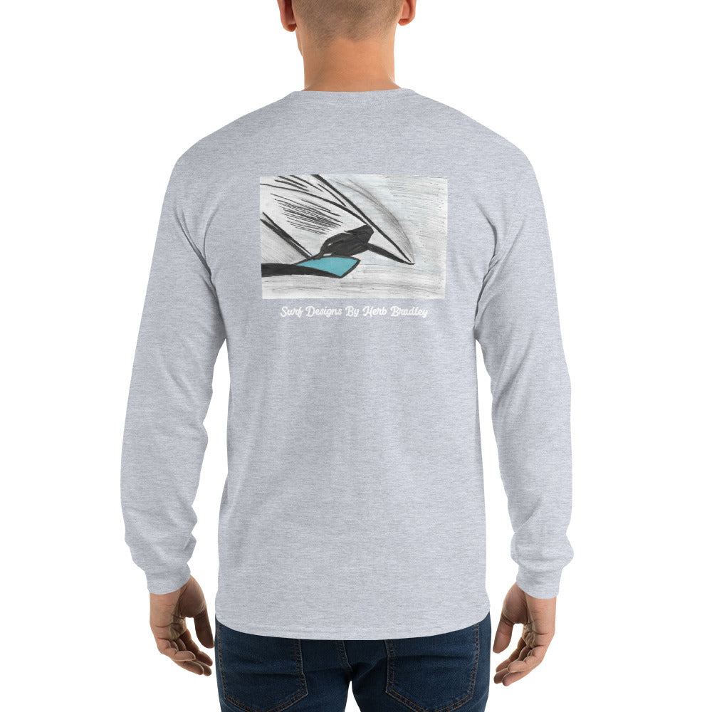 Men’s Long Sleeve, Hand Drawn, kneeboarder