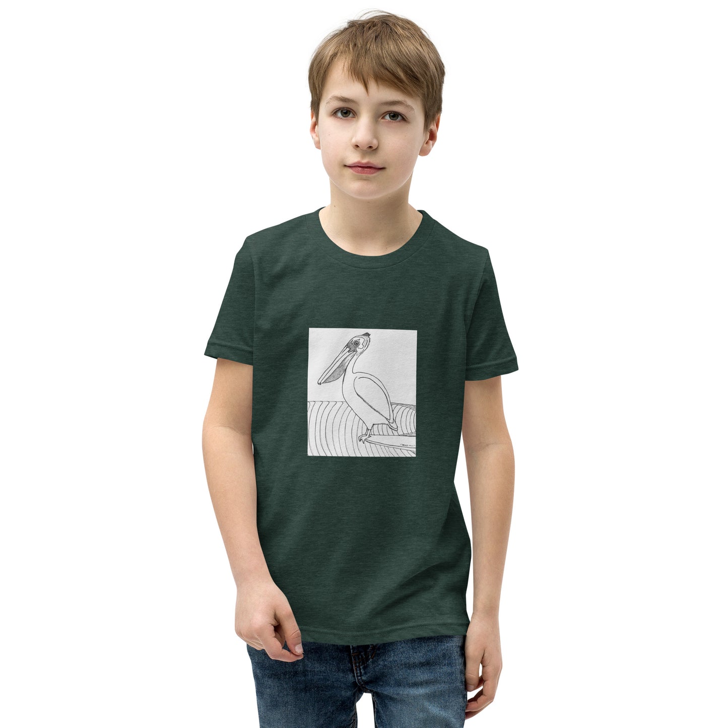 Youth Short Sleeve T-Shirt, Pelican Hanging Ten